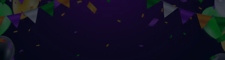 Färgglada triangulära vimpelband som hänger ihop i ett festligt banner.